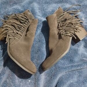 Kenneth Cole Reaction Fringe Ankle Booties - Brown